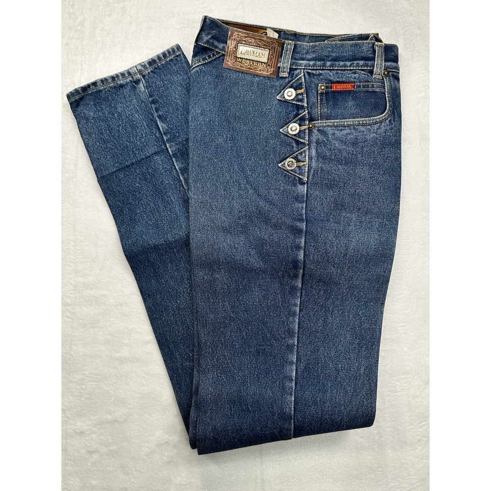 LAWMAN VTG Women Sz 7 Tall Western High Rise Slim Fit Jeans 26x36 Starched
